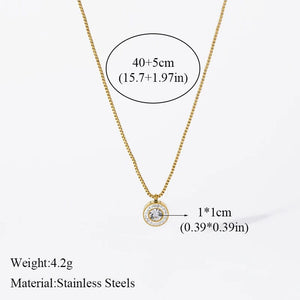 Planet Gates EILIECK 316L Stainless Steel Pearl Zircon Pendant Necklace For Women Girl Fashion Waterproof Collar Neck Chain Jewelry Gift