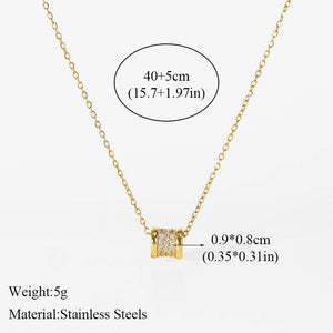 Planet Gates EILIECK 316L Stainless Steel Pearl Zircon Pendant Necklace For Women Girl Fashion Waterproof Collar Neck Chain Jewelry Gift