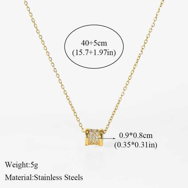 Planet Gates EILIECK 316L Stainless Steel Pearl Zircon Pendant Necklace For Women Girl Fashion Waterproof Collar Neck Chain Jewelry Gift