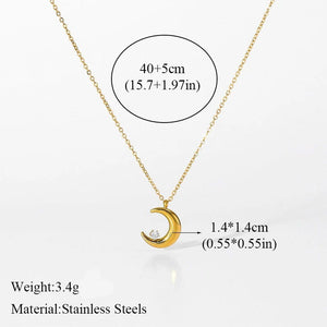Planet Gates EILIECK 316L Stainless Steel Pearl Zircon Pendant Necklace For Women Girl Fashion Waterproof Collar Neck Chain Jewelry Gift