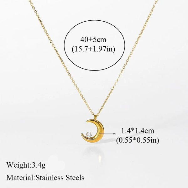 Planet Gates EILIECK 316L Stainless Steel Pearl Zircon Pendant Necklace For Women Girl Fashion Waterproof Collar Neck Chain Jewelry Gift