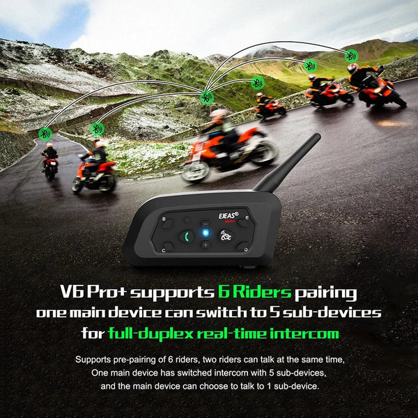 Planet Gates EJEAS V6 PRO+/PLUS Motorcycle Helmet Bluetooth Walkie Talkie 6 Rider Distance 800 Meters Waterproof IP67