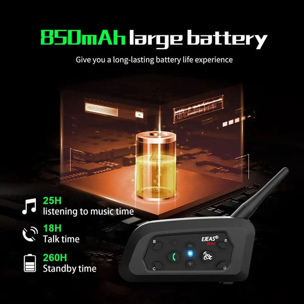 Planet Gates EJEAS V6 PRO+/PLUS Motorcycle Helmet Bluetooth Walkie Talkie 6 Rider Distance 800 Meters Waterproof IP67