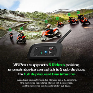 Planet Gates EJEAS V6 PRO+/PLUS Motorcycle Helmet Bluetooth Walkie Talkie 6 Rider Distance 800 Meters Waterproof IP67