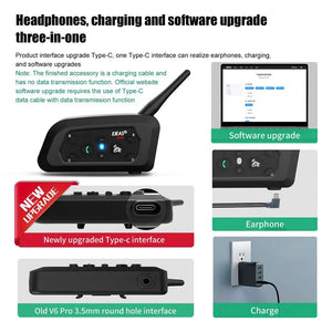 Planet Gates EJEAS V6 PRO+/PLUS Motorcycle Helmet Bluetooth Walkie Talkie 6 Rider Distance 800 Meters Waterproof IP67