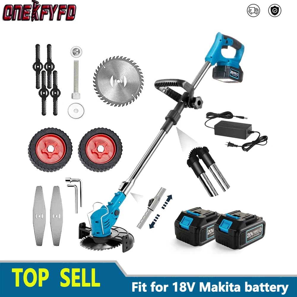 Planet Gates Electric Lawn Mower Cordless Handheld Grass Trimmer Length Adjustable Cutter Household Garden Tools For Makita 18V Battery