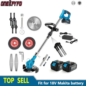 Planet Gates Electric Lawn Mower Cordless Handheld Grass Trimmer Length Adjustable Cutter Household Garden Tools For Makita 18V Battery