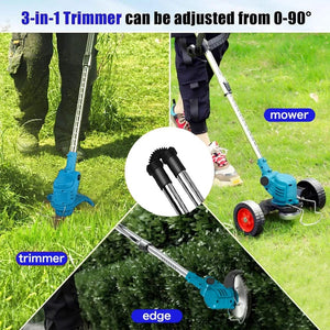Planet Gates Electric Lawn Mower Cordless Handheld Grass Trimmer Length Adjustable Cutter Household Garden Tools For Makita 18V Battery