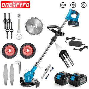 Planet Gates Electric Lawn Mower Cordless Handheld Grass Trimmer Length Adjustable Cutter Household Garden Tools For Makita 18V Battery