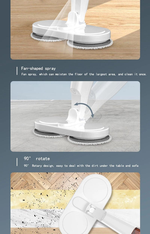 Planet Gates Electric Mop Dual-Motor Low Noise Electric Spin Mop with Water Tank USB Charging Cordless Handheld Mops Floor Cleaning Tool