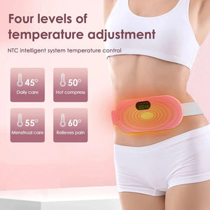 Planet Gates Electric Period Cramp Relief Massager Vibrating Heating Pad for Menstrual Pain Waist Stomach Abdominal Warm Palace Belt