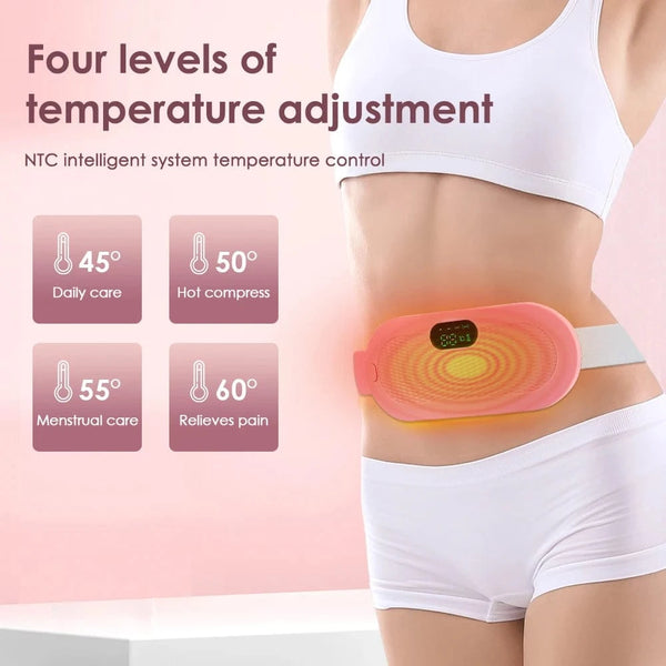 Planet Gates Electric Period Cramp Relief Massager Vibrating Heating Pad for Menstrual Pain Waist Stomach Abdominal Warm Palace Belt