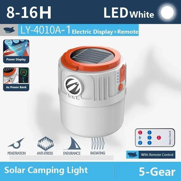 Planet Gates Electric Remote Solar Camping Light Power Bank LED Camping Lanterns 6 Gears Remote Control Waterproof Outdoor Tent Light Rechargeable Flashlight