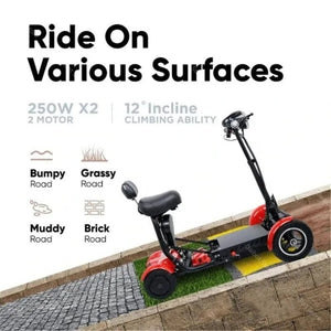Planet Gates Electric Scooter For Disabled Four Wheel Electric Scooters Dual Motor 250W Mobility Scooter Foldable For Elderly