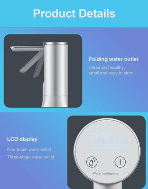 Planet Gates Electric Water Gallon Bottle Pump Automatic Water Dispenser Pump 19 Liters Foldable Desktop Water Bottle Pump H3 Rechargeable