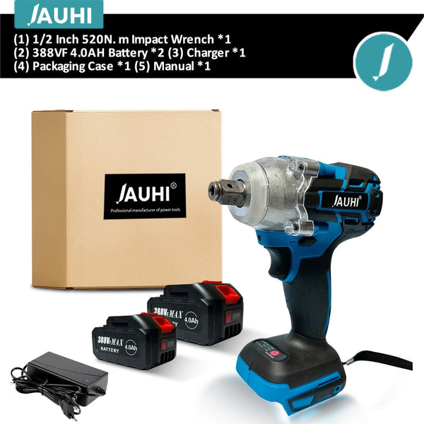 Planet Gates Electric Wrench Without Battery / CHINA JAUHI 520N.M Cordless Electric Wrench Brushless Electric Impact Wrench 1/2 inch for Makita 18V Battery Screwdriver Power Tools
