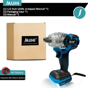 Planet Gates Electric Wrench Without Battery / CHINA JAUHI 520N.M Cordless Electric Wrench Brushless Electric Impact Wrench 1/2 inch for Makita 18V Battery Screwdriver Power Tools