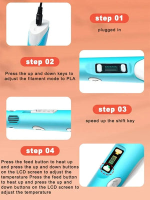 Planet Gates Electronic 3D Printing Pen with 9M PLA Consumables High-Temperature 3D Graffiti Tool Intelligent Toy Christmas Birthday Gift