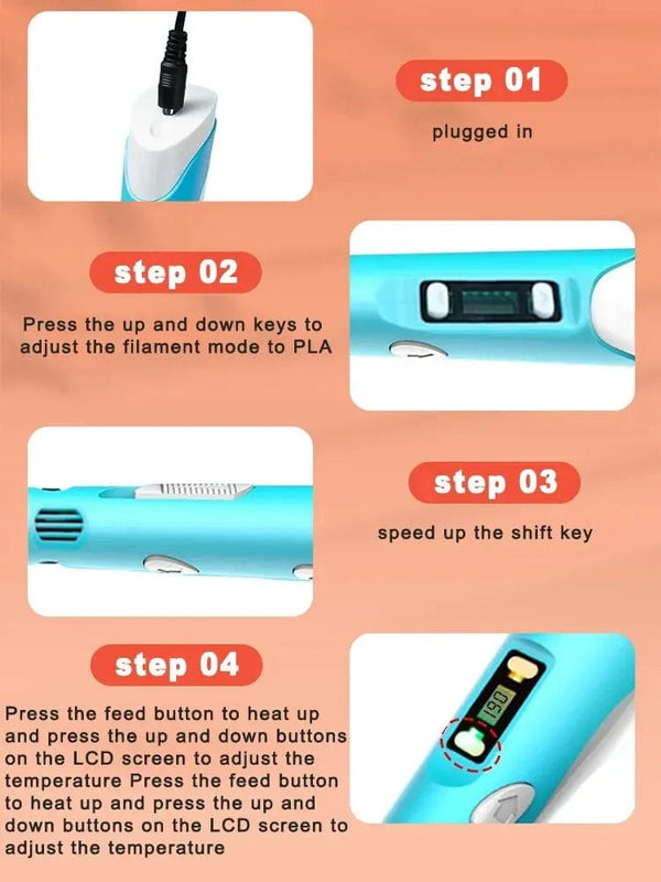 Planet Gates Electronic 3D Printing Pen with 9M PLA Consumables High-Temperature 3D Graffiti Tool Intelligent Toy Christmas Birthday Gift