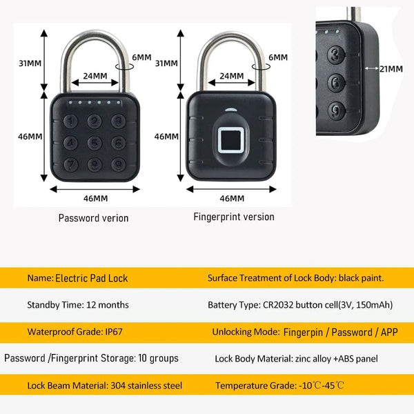 Planet Gates Electronic Lock Tuya Bluetooth Fingerprint Padlock Digital Luggage Lock APP Temporary Password Remotely IP67 Decompression Toys