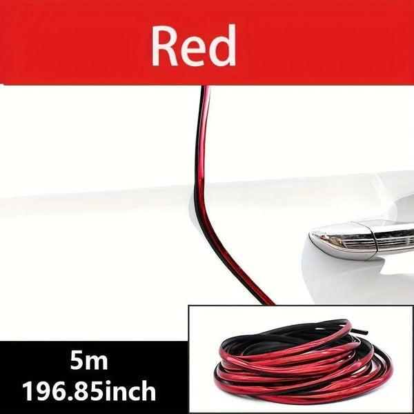 Planet Gates Electroplating Red 5m/196.85in Car Door Chrome Molding Decorative Strip Edge Scratches Rear Bumper Protector Cover With Rolled Decorative Strip To Prevent Scratches