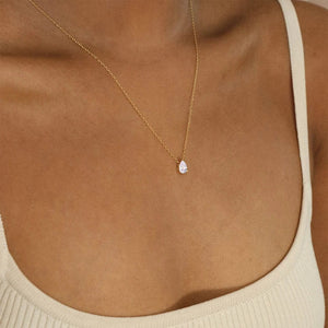 Planet Gates eManco Hot Sale Stainless Steel Teardrop Zirconia Pendant Shiny Crystal Necklace Women's Birthstone Collarbone Chain Wholesale