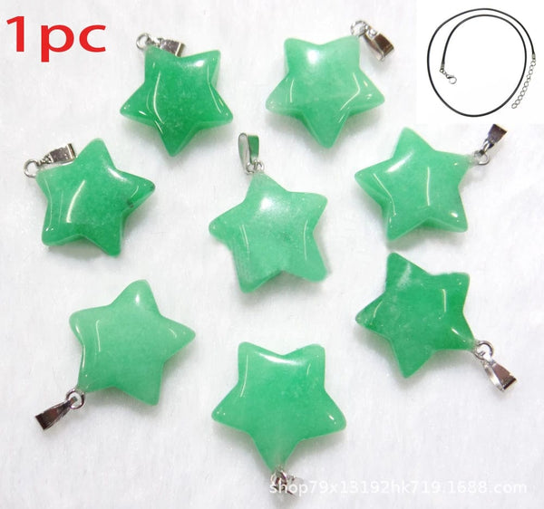 Planet Gates emerald green Natural Stone Hexagon Pendant Necklace Crystal Rose Quartz Opal Star for Women Fluorite Lapis Bullet Pendulum Trend Jewelry Gift