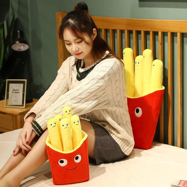 Planet Gates Emotional Support Smile French Fries Plush Stuffed Toy, Plush Sofa Pillow Car Accessories, Children's Pretend Play Accessories T