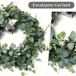 Planet Gates Encryption 1pc Artificial Eucalyptus Vine Plant, Real Texture Fake Green Plant, Simulated Hanging Plant, Suitable For Wedding Courtyard Garden Home Party Tabletop Wall Decoration, Home Decoration