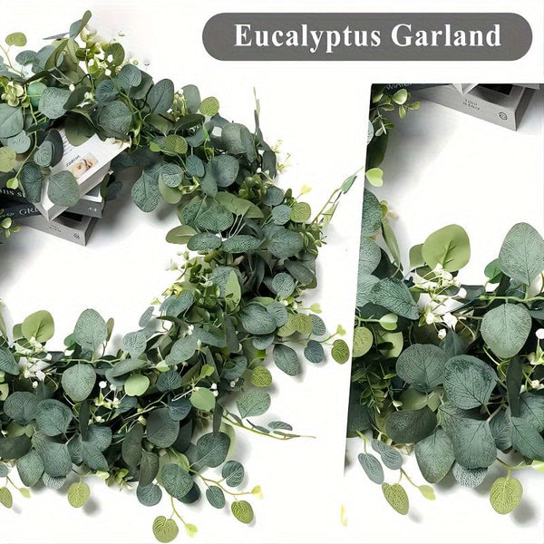 Planet Gates Encryption 1pc Artificial Eucalyptus Vine Plant, Real Texture Fake Green Plant, Simulated Hanging Plant, Suitable For Wedding Courtyard Garden Home Party Tabletop Wall Decoration, Home Decoration