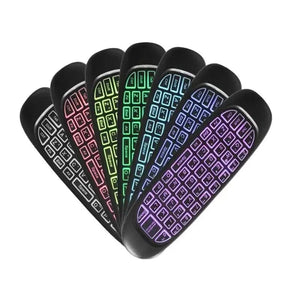 Planet Gates English Backlit C120 RGB 7 Backlight Fly Air Mouse Gyro Sensor Wireless 2.4G RF Keyboard Remote Control For Gaming Android Smart TV Box