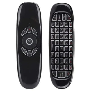 Planet Gates English Backlit C120 RGB 7 Backlight Fly Air Mouse Gyro Sensor Wireless 2.4G RF Keyboard Remote Control For Gaming Android Smart TV Box