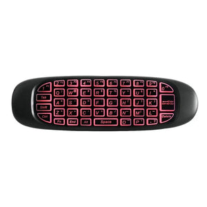 Planet Gates English Backlit C120 RGB 7 Backlight Fly Air Mouse Gyro Sensor Wireless 2.4G RF Keyboard Remote Control For Gaming Android Smart TV Box