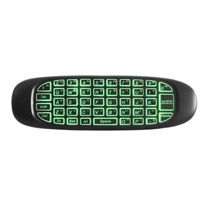 Planet Gates English Backlit C120 RGB 7 Backlight Fly Air Mouse Gyro Sensor Wireless 2.4G RF Keyboard Remote Control For Gaming Android Smart TV Box