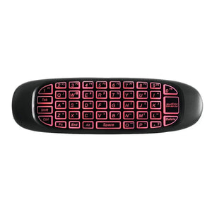 Planet Gates English Backlit C120 RGB 7 Backlight Fly Air Mouse Gyro Sensor Wireless 2.4G RF Keyboard Remote Control For Gaming Android Smart TV Box
