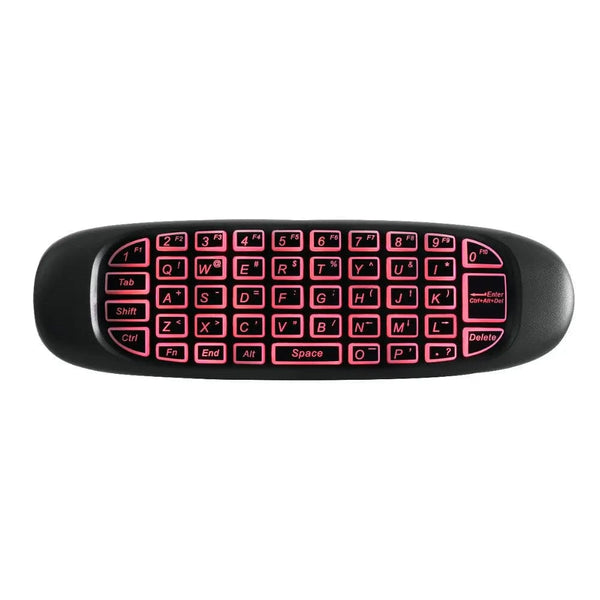 Planet Gates English Backlit C120 RGB 7 Backlight Fly Air Mouse Gyro Sensor Wireless 2.4G RF Keyboard Remote Control For Gaming Android Smart TV Box