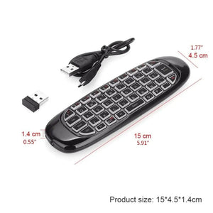 Planet Gates English Backlit C120 RGB 7 Backlight Fly Air Mouse Gyro Sensor Wireless 2.4G RF Keyboard Remote Control For Gaming Android Smart TV Box
