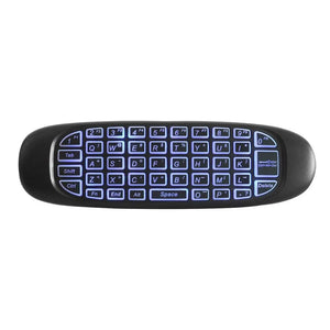Planet Gates English Backlit C120 RGB 7 Backlight Fly Air Mouse Gyro Sensor Wireless 2.4G RF Keyboard Remote Control For Gaming Android Smart TV Box