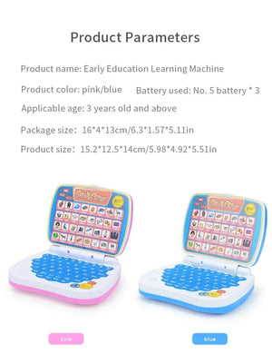 Planet Gates English Learning Small Laptop Toy for Kids. Boys and Girls Computer for Aphabet ABC.Numbers.Words.Spelling.Maths.Music