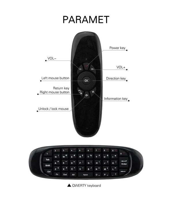 Planet Gates English Version C120 Air Mouse Mini Keyboard Mouse Somatosensory Gyroscope Double-Sided Remote Control for PC Android TV Box