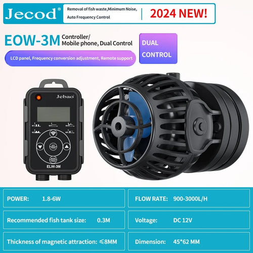 Planet Gates EOW-3M / US PLUG Jebao Jecod New EOW Aquarium Wave Maker Water Pump Filter 12V 24V Fountain Pump Fish Tank WIFI Ultra Quiet Frequency Smart Pump