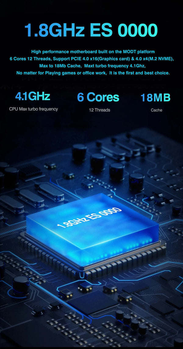 Planet Gates ERYING DIY Desktop Motherboard with Onboard 11th Core CPU 0000 ES 1.8GHz-4.5GHz 6C12T 18MB Cache(Refer To i7 11600H) Gaming PC