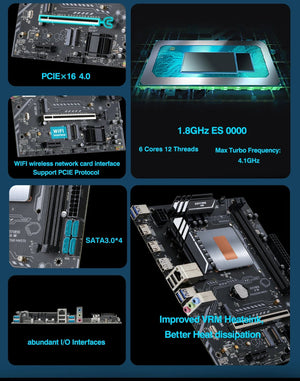 Planet Gates ERYING DIY Desktop Motherboard with Onboard 11th Core CPU 0000 ES 1.8GHz-4.5GHz 6C12T 18MB Cache(Refer To i7 11600H) Gaming PC