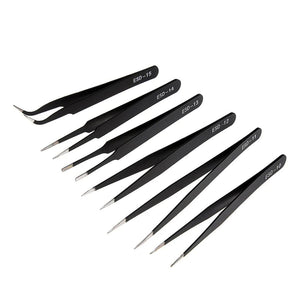 Planet Gates ESD Anti-Static Stainless Steel Tweezer Set Maintenance Repair Tool Kit Anti Static Model Making Tool Hand Tool Set