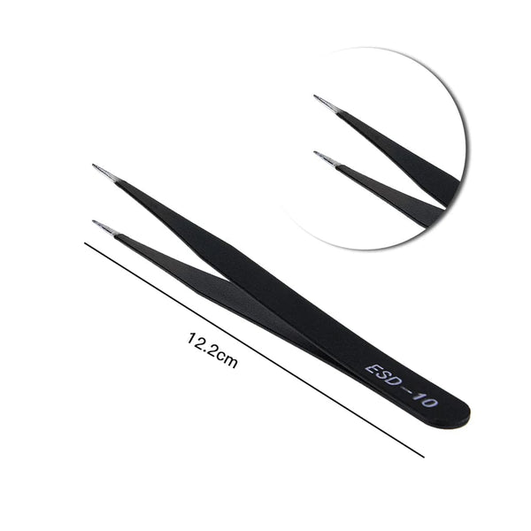 Planet Gates ESD Anti-Static Stainless Steel Tweezer Set Maintenance Repair Tool Kit Anti Static Model Making Tool Hand Tool Set