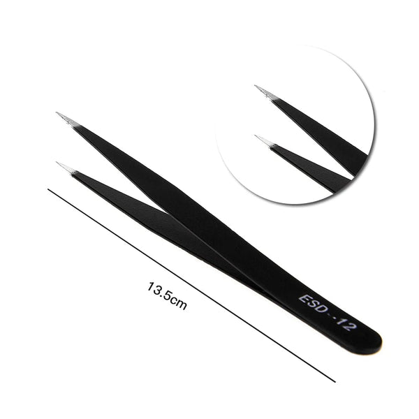 Planet Gates ESD Anti-Static Stainless Steel Tweezer Set Maintenance Repair Tool Kit Anti Static Model Making Tool Hand Tool Set