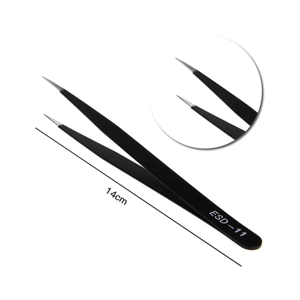 Planet Gates ESD Anti-Static Stainless Steel Tweezer Set Maintenance Repair Tool Kit Anti Static Model Making Tool Hand Tool Set