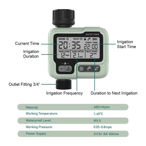 Planet Gates Eshico Garden Water Timer Automatic Rain Delay System Plants Lawn Greenhouse Drip Irrigation Equipment Self-watering Device