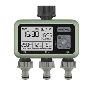 Planet Gates Eshico New Design 3-Zone Water Timer Independent Watering Plan Garden Lawn Intelligent Automatic Drip Irrigation Battery Driven