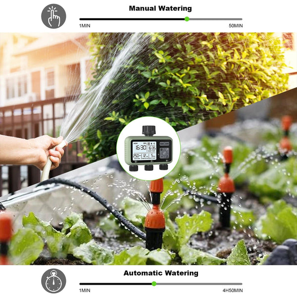 Planet Gates Eshico New Design 3-Zone Water Timer Independent Watering Plan Garden Lawn Intelligent Automatic Drip Irrigation Battery Driven